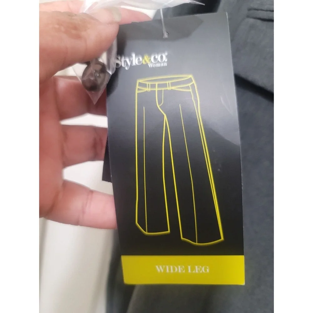 NEW Style & Co Plus Size Women's 20W Gray Trousers Stretch Wide Leg‎ Formal Pant